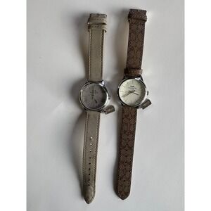 Coach Ruby Watch‎ Bundle of 2 Leather Tan Signature Brown NEED BATTERIES